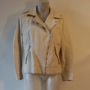 Womens Guess Off White Faux Leather Jacket XL*